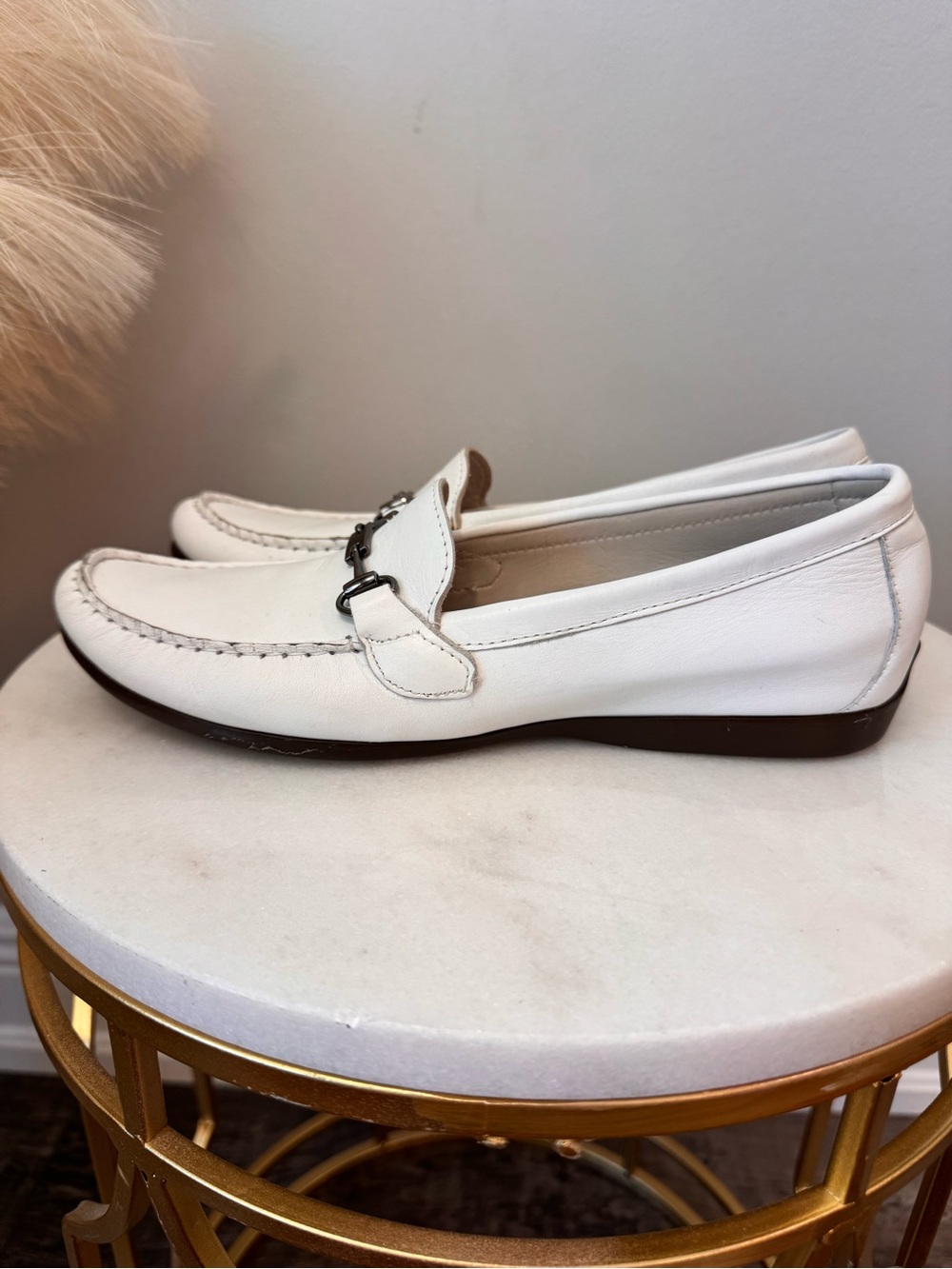 Munro White Leather Bit-Detail Loafers - Picture 4 of 12